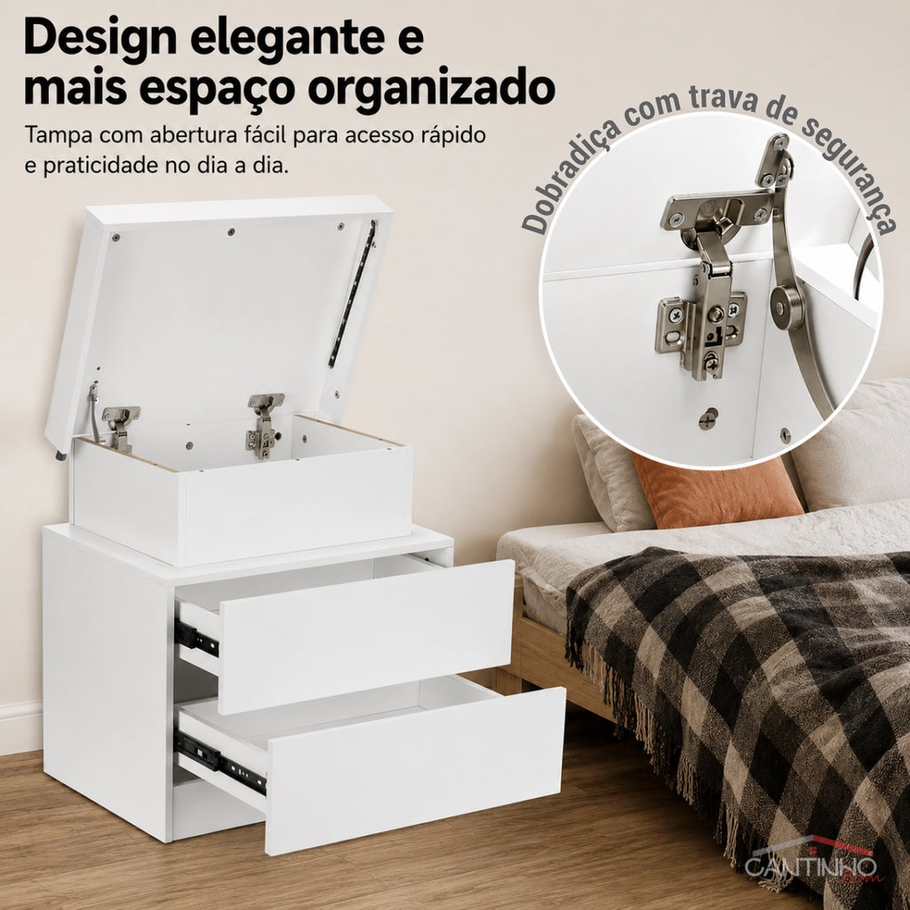 Gaveteiro Inteligente Led Multifuncional c/ Carregador + BRINDE: Tapete Peluciado de 122x183cm - COMPRE 1 LEVE 2